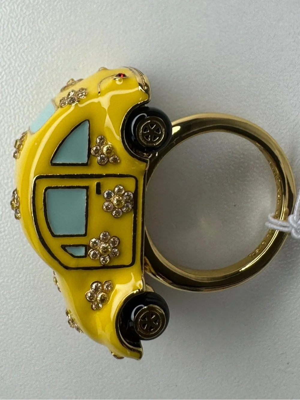 Kate Spade Off We Go Beetle Bug Yellow Car Ring Size 8 NWT